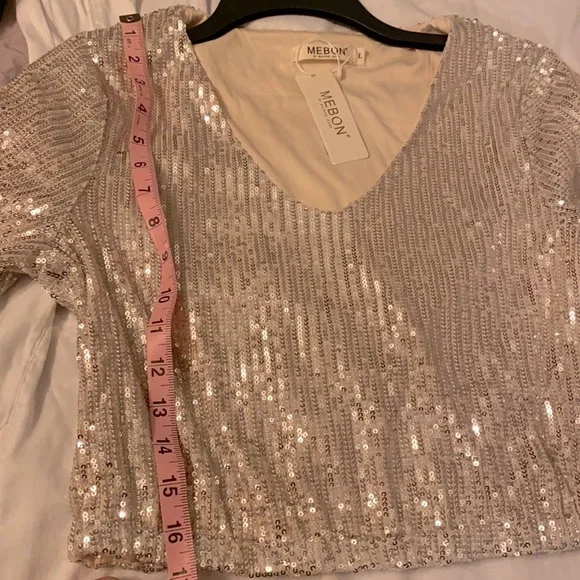 Champagne Sequin Long Sleeve Top - Picture 7 of 8